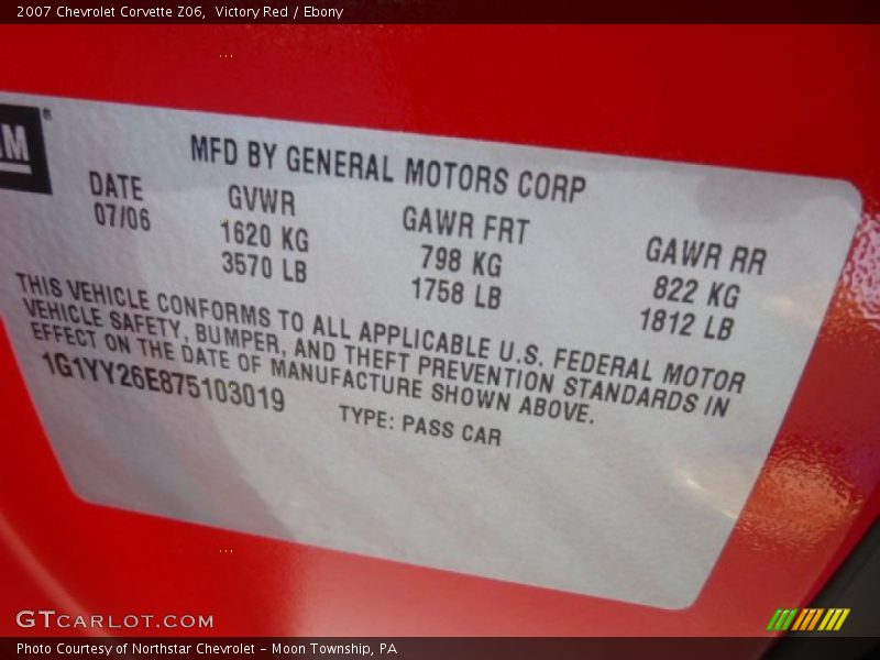 Victory Red / Ebony 2007 Chevrolet Corvette Z06