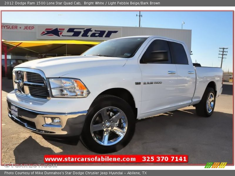 Bright White / Light Pebble Beige/Bark Brown 2012 Dodge Ram 1500 Lone Star Quad Cab