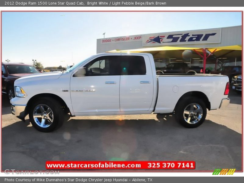 Bright White / Light Pebble Beige/Bark Brown 2012 Dodge Ram 1500 Lone Star Quad Cab