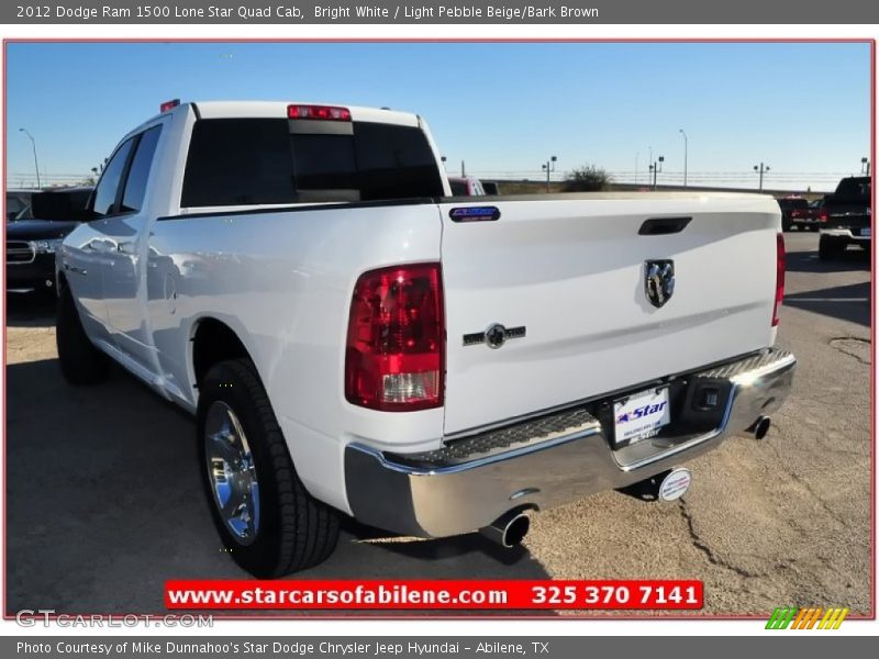 Bright White / Light Pebble Beige/Bark Brown 2012 Dodge Ram 1500 Lone Star Quad Cab