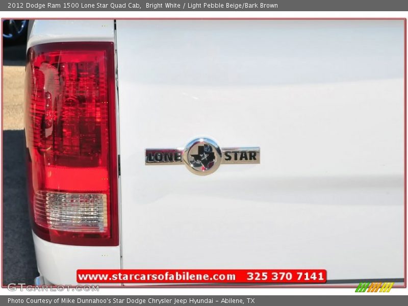 Bright White / Light Pebble Beige/Bark Brown 2012 Dodge Ram 1500 Lone Star Quad Cab