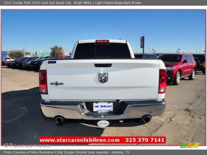 Bright White / Light Pebble Beige/Bark Brown 2012 Dodge Ram 1500 Lone Star Quad Cab