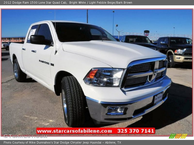 Bright White / Light Pebble Beige/Bark Brown 2012 Dodge Ram 1500 Lone Star Quad Cab