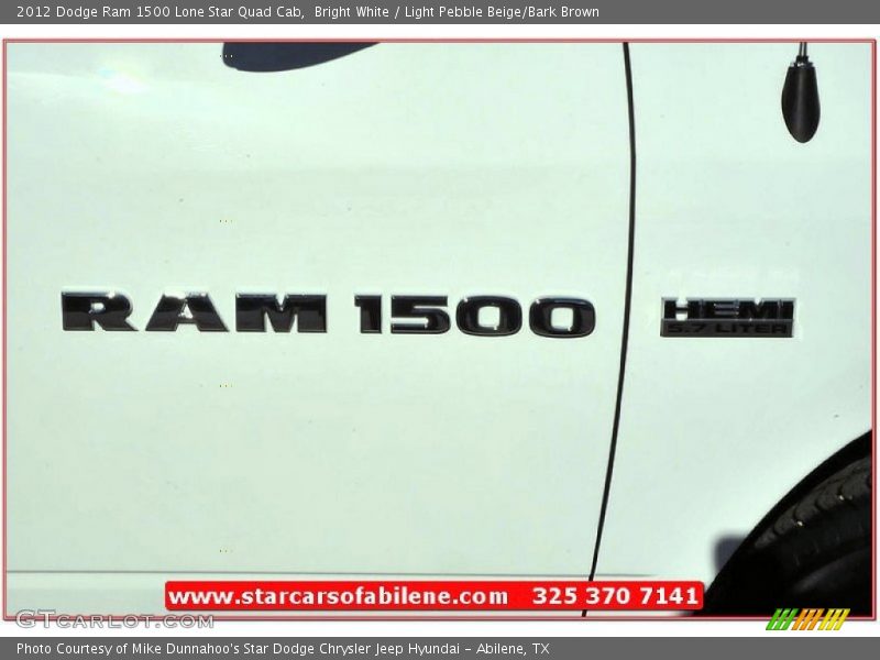 Bright White / Light Pebble Beige/Bark Brown 2012 Dodge Ram 1500 Lone Star Quad Cab