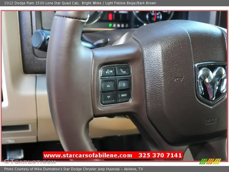 Bright White / Light Pebble Beige/Bark Brown 2012 Dodge Ram 1500 Lone Star Quad Cab