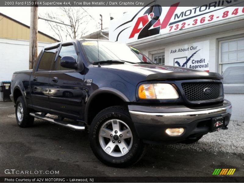 True Blue Metallic / Dark Graphite Grey 2003 Ford F150 FX4 SuperCrew 4x4