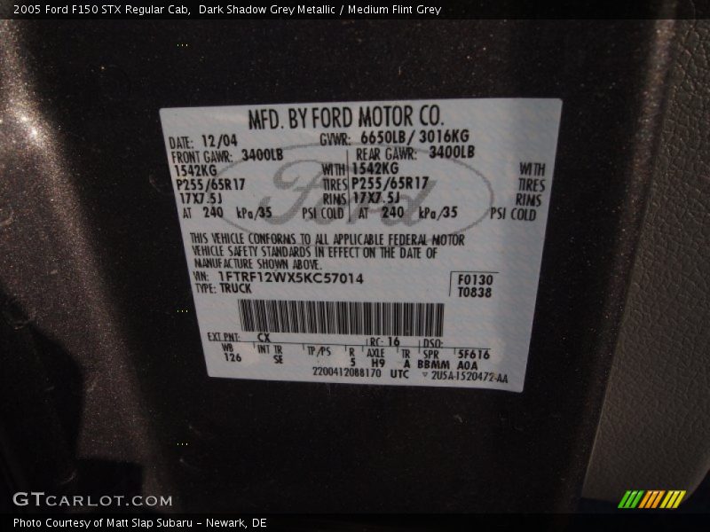 Dark Shadow Grey Metallic / Medium Flint Grey 2005 Ford F150 STX Regular Cab