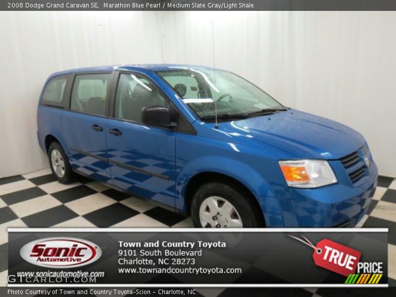 Marathon Blue Pearl / Medium Slate Gray/Light Shale 2008 Dodge Grand Caravan SE