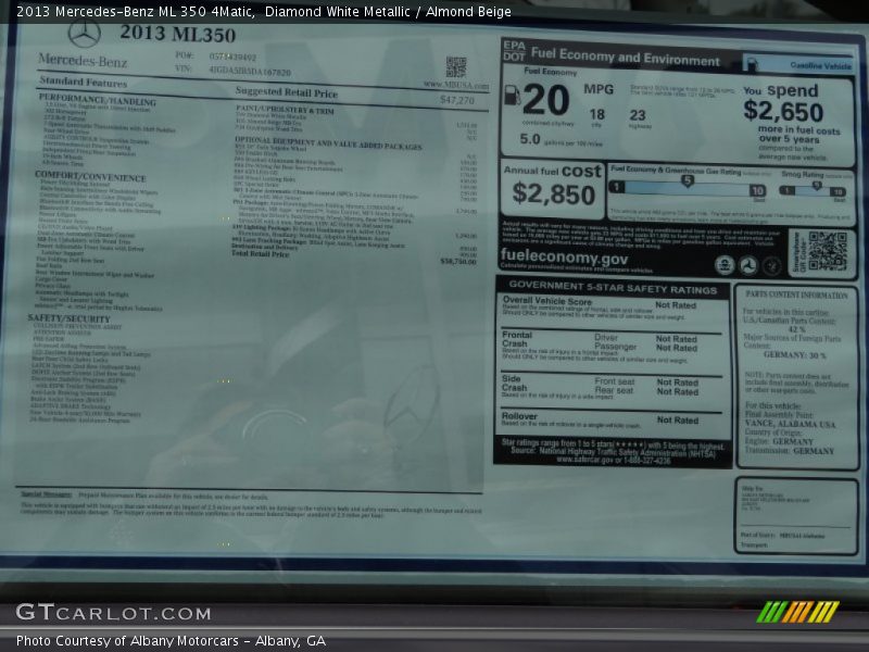 Diamond White Metallic / Almond Beige 2013 Mercedes-Benz ML 350 4Matic