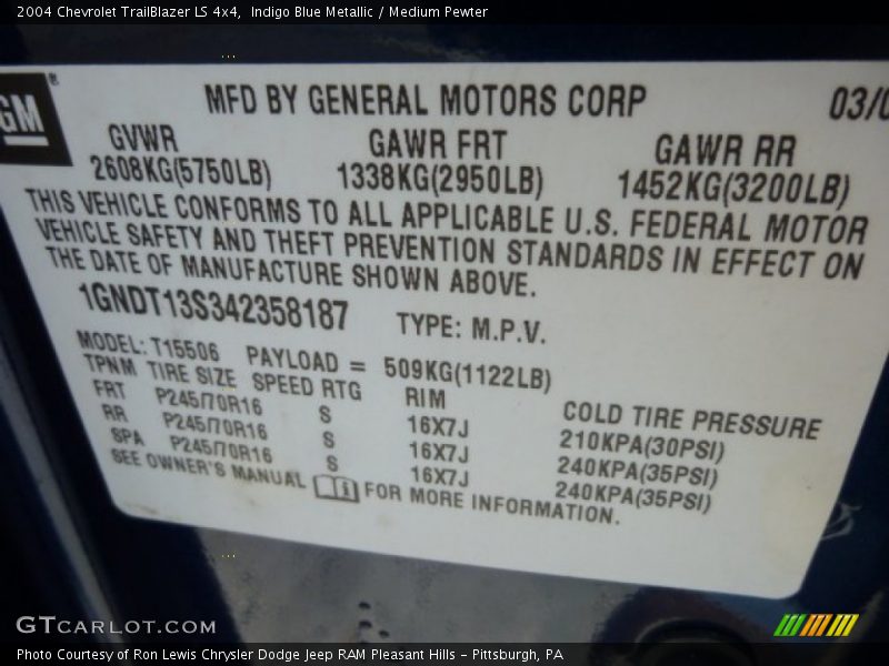 Indigo Blue Metallic / Medium Pewter 2004 Chevrolet TrailBlazer LS 4x4