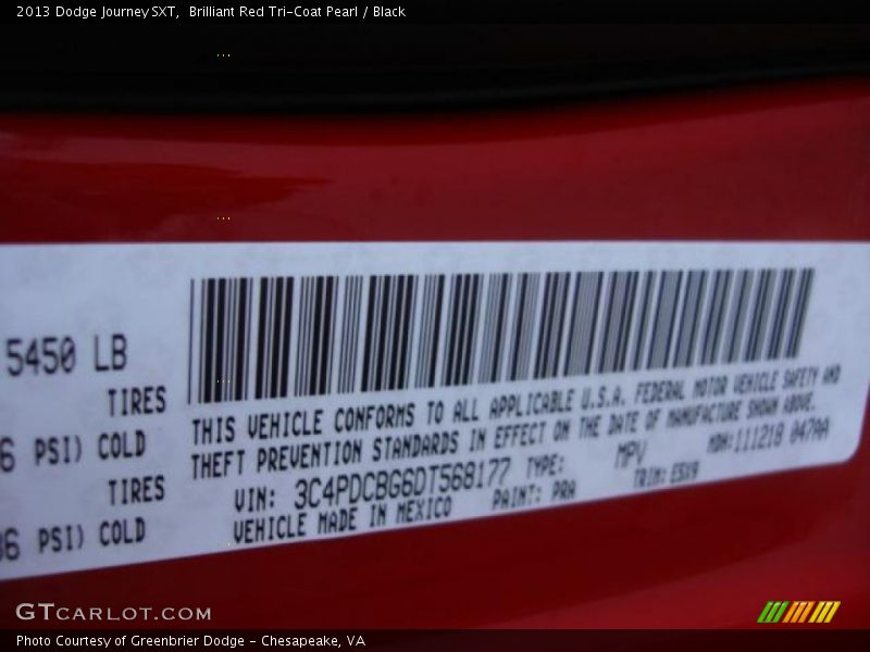 Brilliant Red Tri-Coat Pearl / Black 2013 Dodge Journey SXT