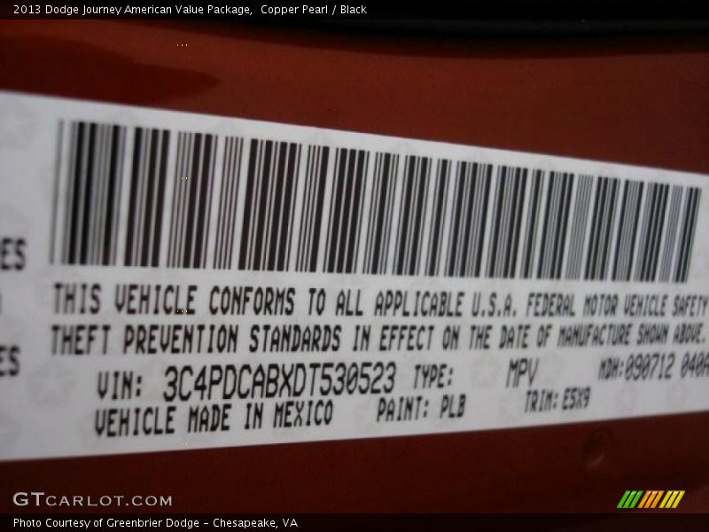 Copper Pearl / Black 2013 Dodge Journey American Value Package