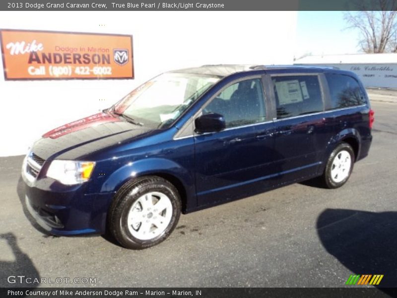 True Blue Pearl / Black/Light Graystone 2013 Dodge Grand Caravan Crew