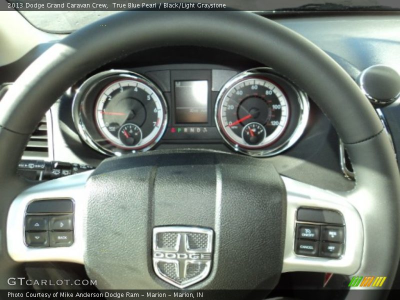 True Blue Pearl / Black/Light Graystone 2013 Dodge Grand Caravan Crew