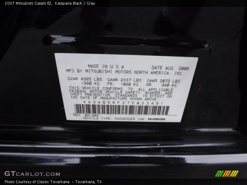 Kalapana Black / Gray 2007 Mitsubishi Galant ES