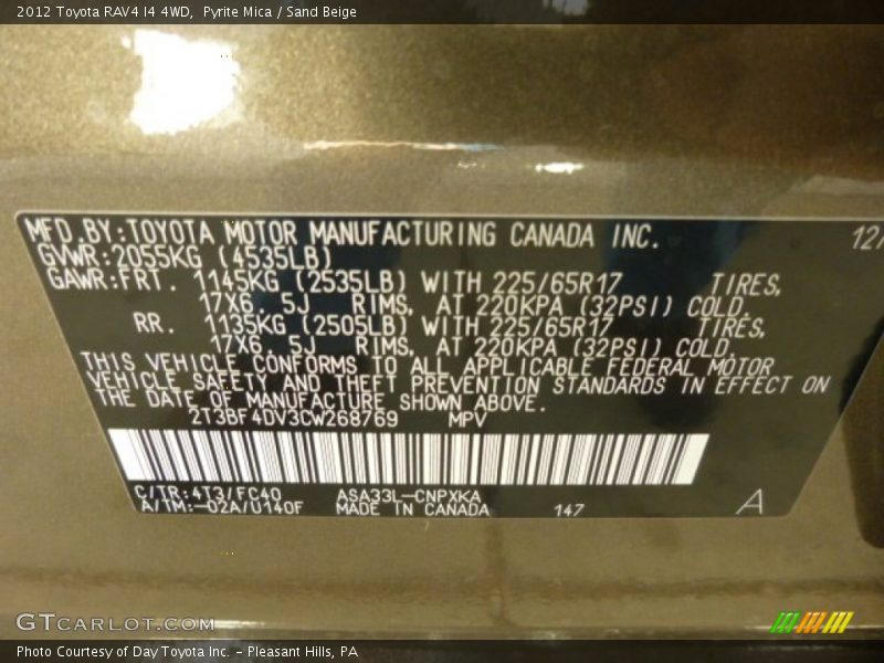 Pyrite Mica / Sand Beige 2012 Toyota RAV4 I4 4WD