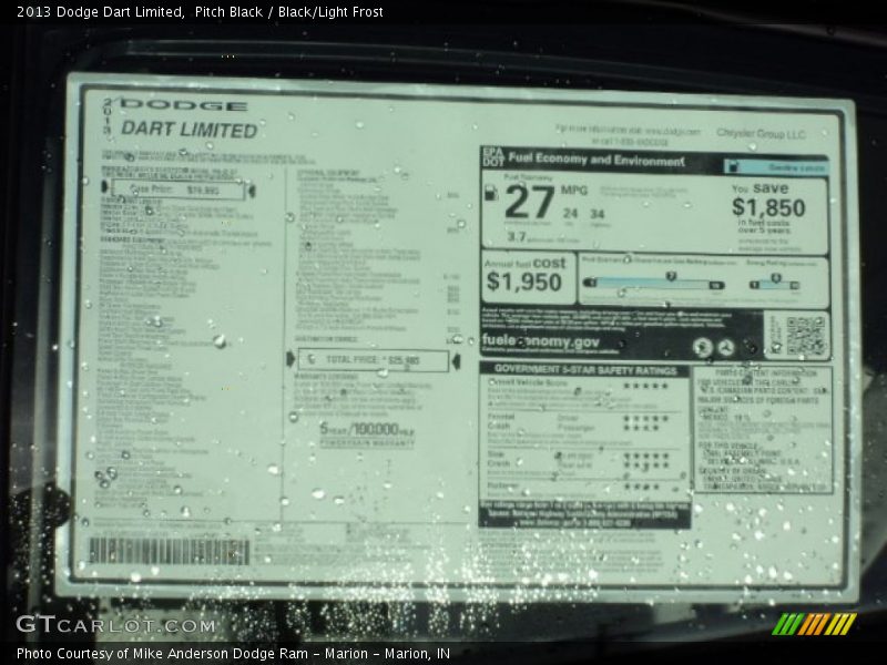 Pitch Black / Black/Light Frost 2013 Dodge Dart Limited