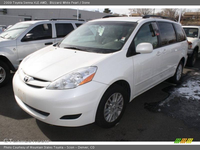 Blizzard White Pearl / Stone 2009 Toyota Sienna XLE AWD