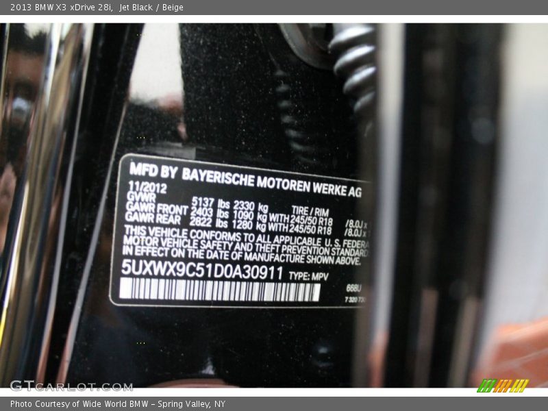 Jet Black / Beige 2013 BMW X3 xDrive 28i