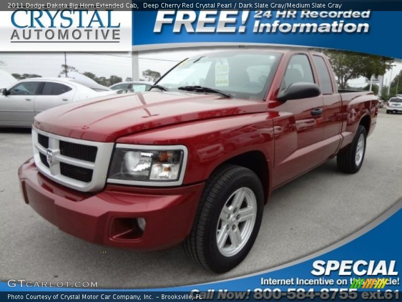 Deep Cherry Red Crystal Pearl / Dark Slate Gray/Medium Slate Gray 2011 Dodge Dakota Big Horn Extended Cab