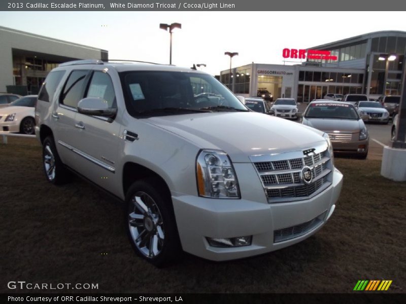 White Diamond Tricoat / Cocoa/Light Linen 2013 Cadillac Escalade Platinum