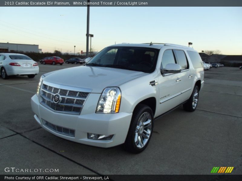 White Diamond Tricoat / Cocoa/Light Linen 2013 Cadillac Escalade ESV Platinum