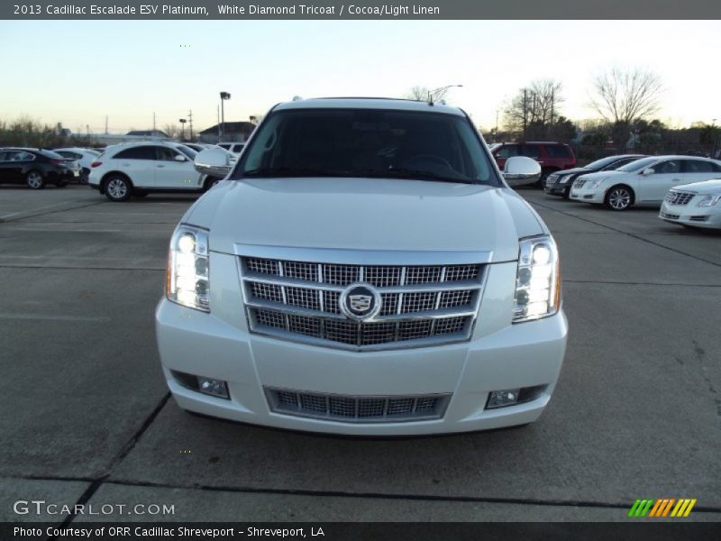 White Diamond Tricoat / Cocoa/Light Linen 2013 Cadillac Escalade ESV Platinum