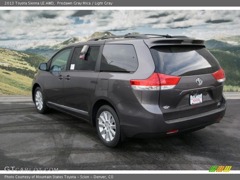 Predawn Gray Mica / Light Gray 2013 Toyota Sienna LE AWD