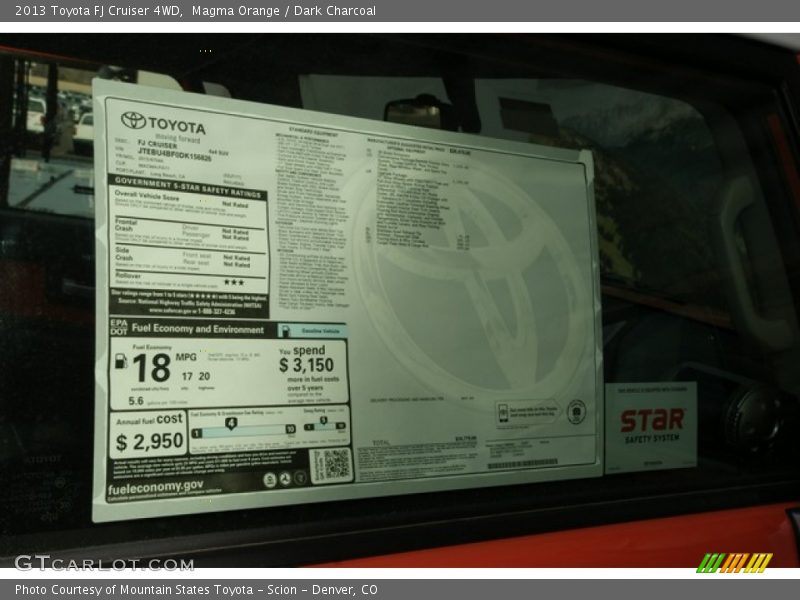 Magma Orange / Dark Charcoal 2013 Toyota FJ Cruiser 4WD