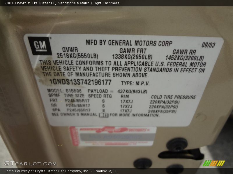 Sandstone Metallic / Light Cashmere 2004 Chevrolet TrailBlazer LT