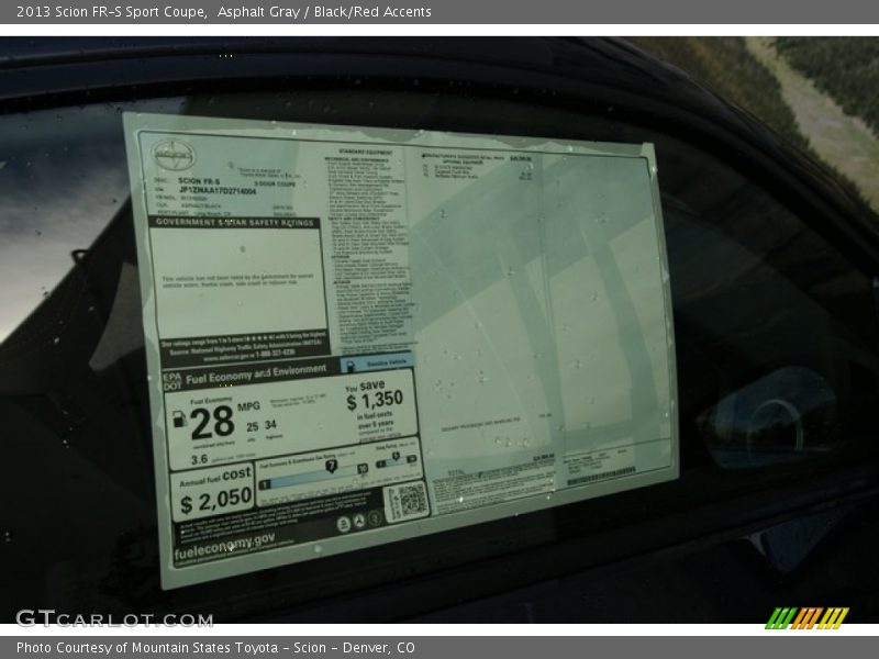 Asphalt Gray / Black/Red Accents 2013 Scion FR-S Sport Coupe