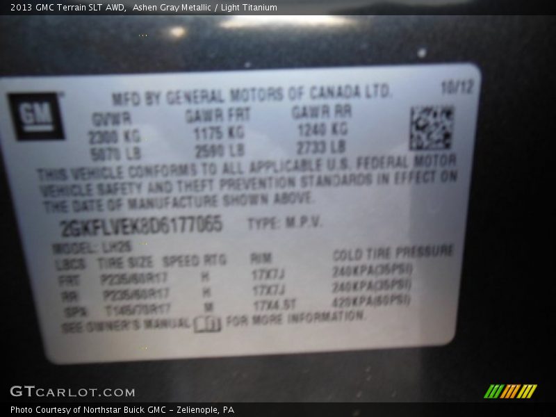 Ashen Gray Metallic / Light Titanium 2013 GMC Terrain SLT AWD