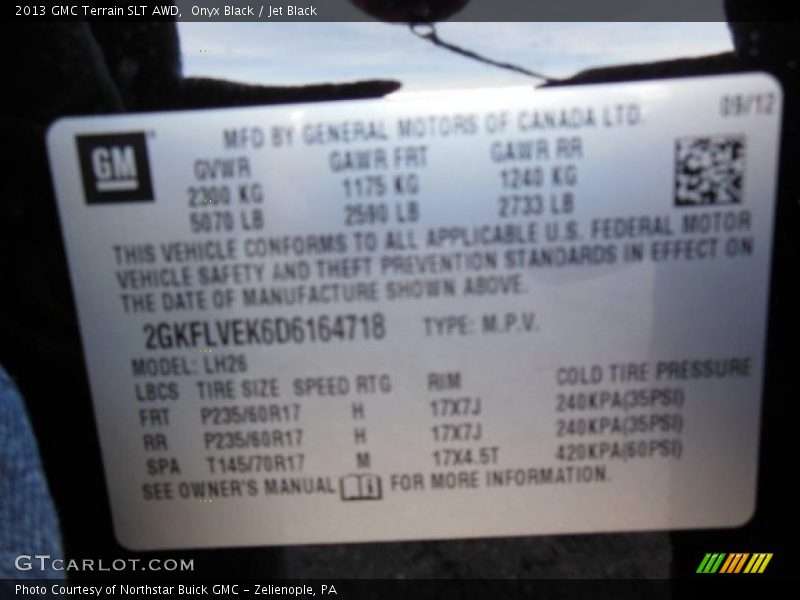 Onyx Black / Jet Black 2013 GMC Terrain SLT AWD