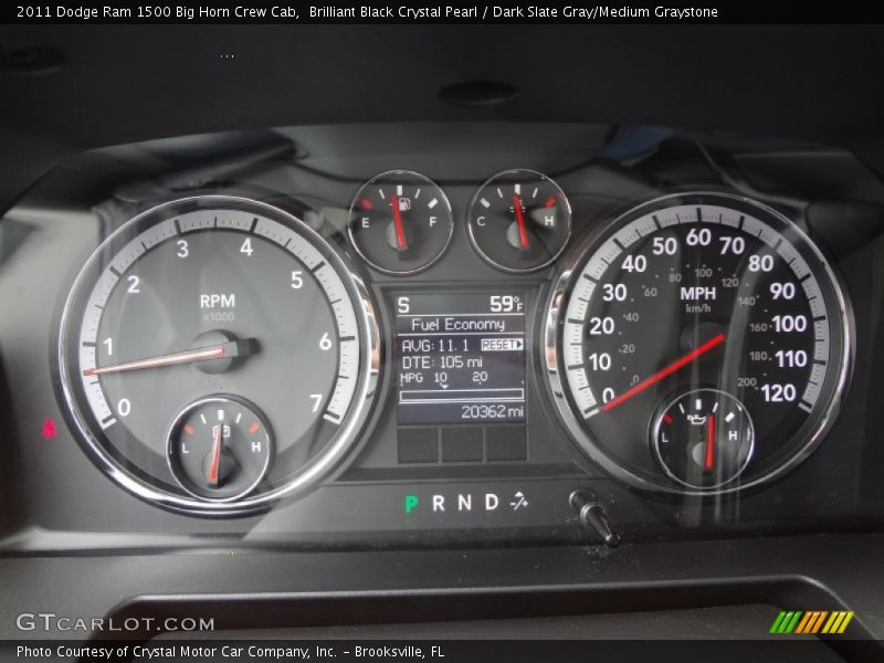 Brilliant Black Crystal Pearl / Dark Slate Gray/Medium Graystone 2011 Dodge Ram 1500 Big Horn Crew Cab