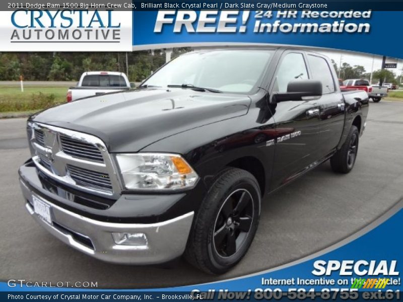 Brilliant Black Crystal Pearl / Dark Slate Gray/Medium Graystone 2011 Dodge Ram 1500 Big Horn Crew Cab