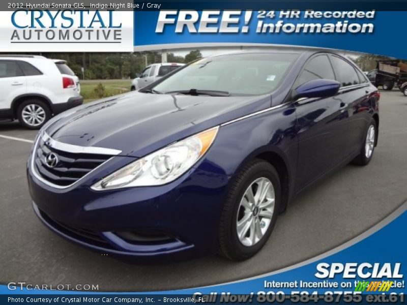 Indigo Night Blue / Gray 2012 Hyundai Sonata GLS