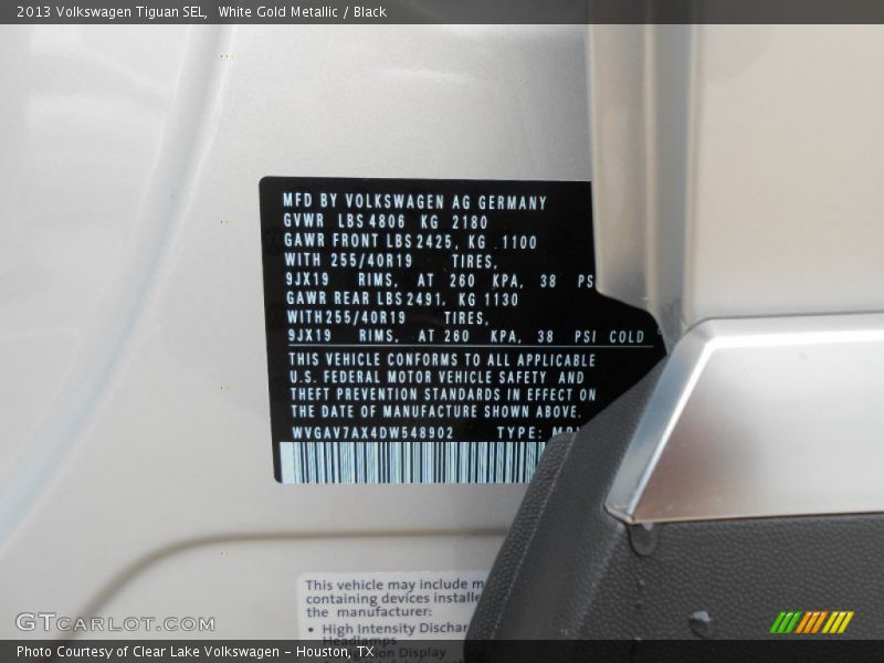 White Gold Metallic / Black 2013 Volkswagen Tiguan SEL