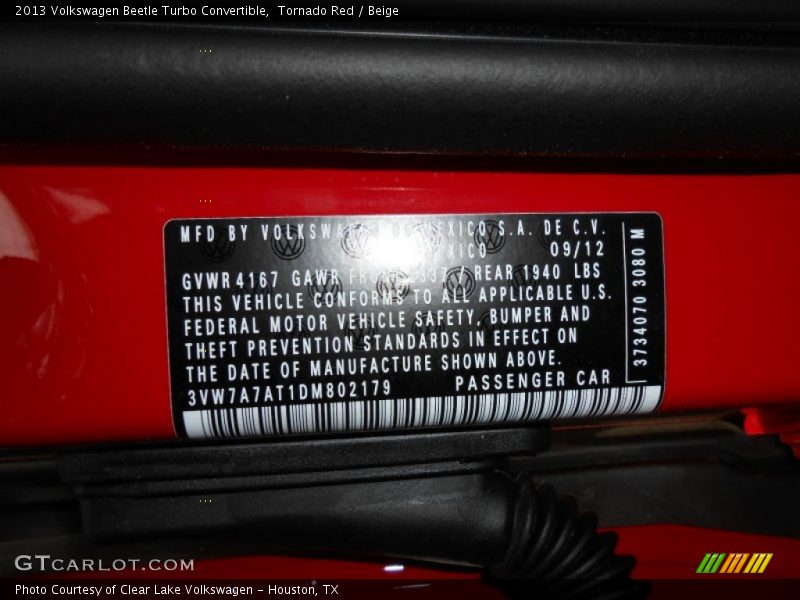 Tornado Red / Beige 2013 Volkswagen Beetle Turbo Convertible