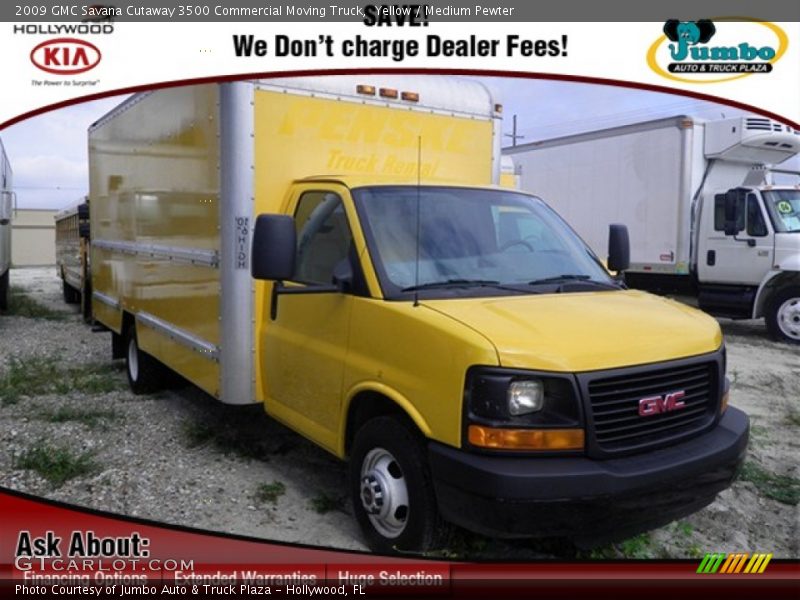 Yellow / Medium Pewter 2009 GMC Savana Cutaway 3500 Commercial Moving Truck