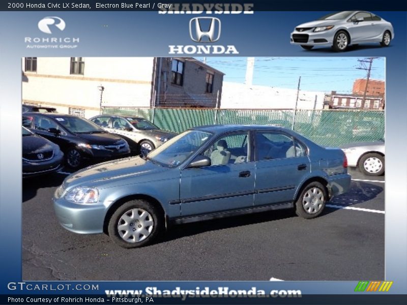Electron Blue Pearl / Gray 2000 Honda Civic LX Sedan