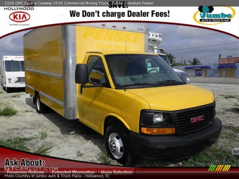 Yellow / Medium Pewter 2009 GMC Savana Cutaway 3500 Commercial Moving Truck