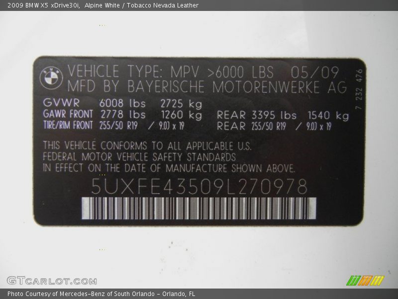 Alpine White / Tobacco Nevada Leather 2009 BMW X5 xDrive30i