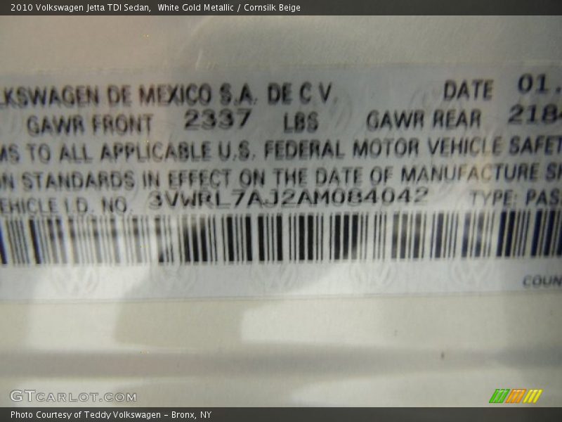 White Gold Metallic / Cornsilk Beige 2010 Volkswagen Jetta TDI Sedan