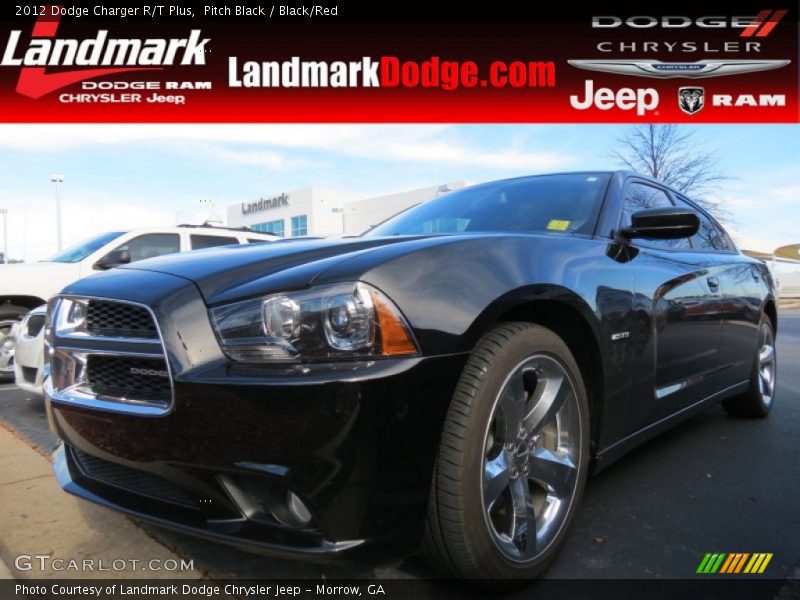 Pitch Black / Black/Red 2012 Dodge Charger R/T Plus