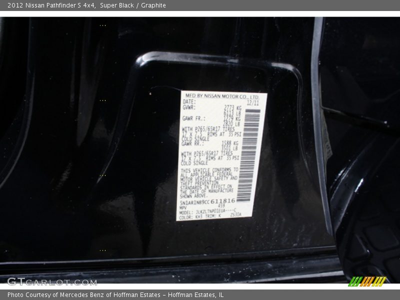 Super Black / Graphite 2012 Nissan Pathfinder S 4x4