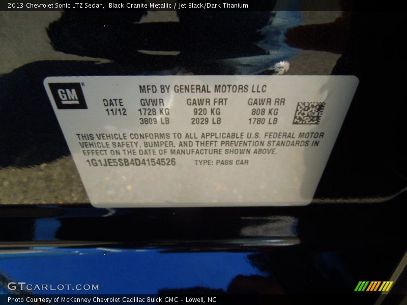 Black Granite Metallic / Jet Black/Dark Titanium 2013 Chevrolet Sonic LTZ Sedan