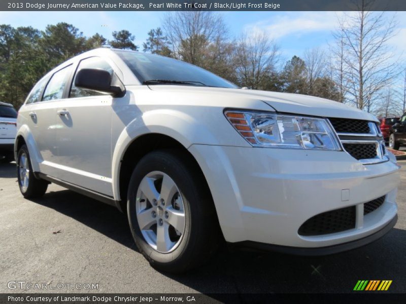 Pearl White Tri Coat / Black/Light Frost Beige 2013 Dodge Journey American Value Package
