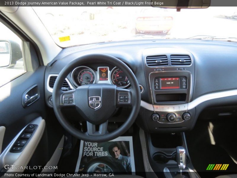 Pearl White Tri Coat / Black/Light Frost Beige 2013 Dodge Journey American Value Package