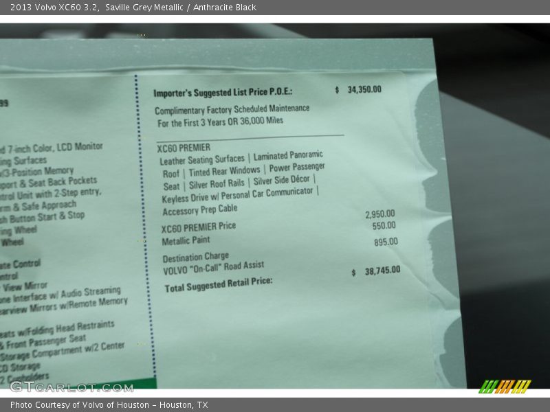 Saville Grey Metallic / Anthracite Black 2013 Volvo XC60 3.2