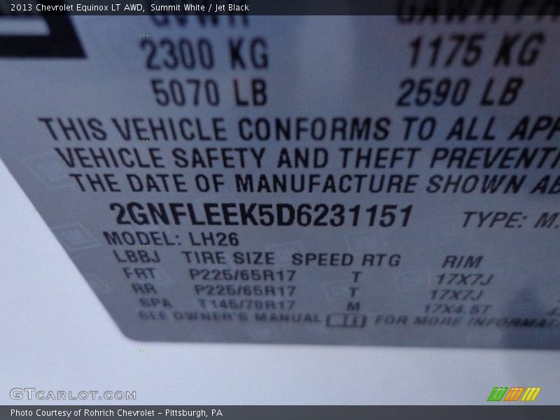 Summit White / Jet Black 2013 Chevrolet Equinox LT AWD